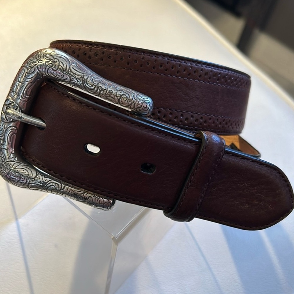 Ariat Brown Leather Belt with Silver Buckle Sz 34